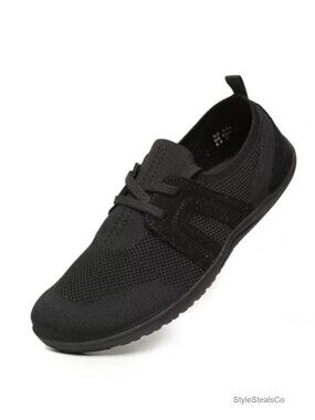 Wide Toe Box Barefoot Walking Shoes Flats Lace-Up Knit